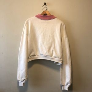 Vintage Tops - White Crop Floral Collared Sweater Vintage Tops - White Crop Floral Collared Sweater